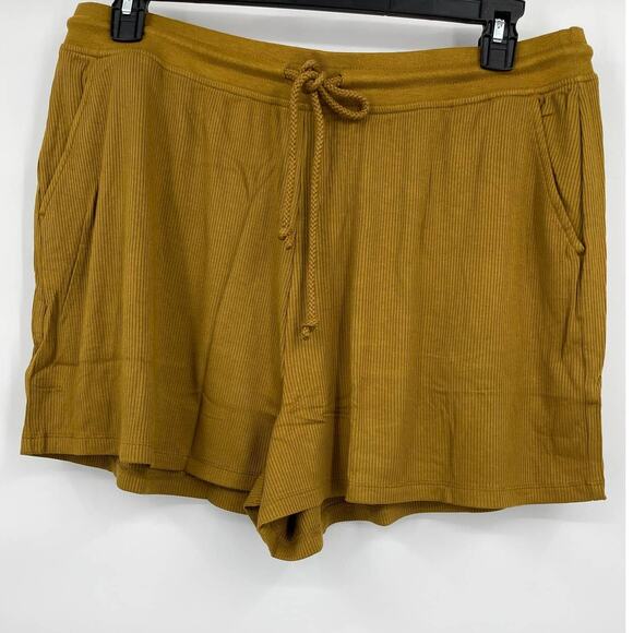 Lou & Grey Womens Aztec Gold Ribbed Soft Shorts NEW Size XL Drawstring Waist - Picture 1 of 10